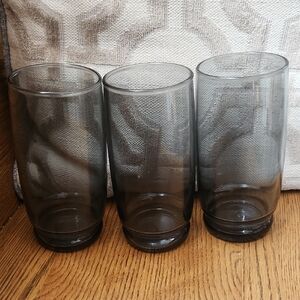 Set of Three Gray Glass Tumblers